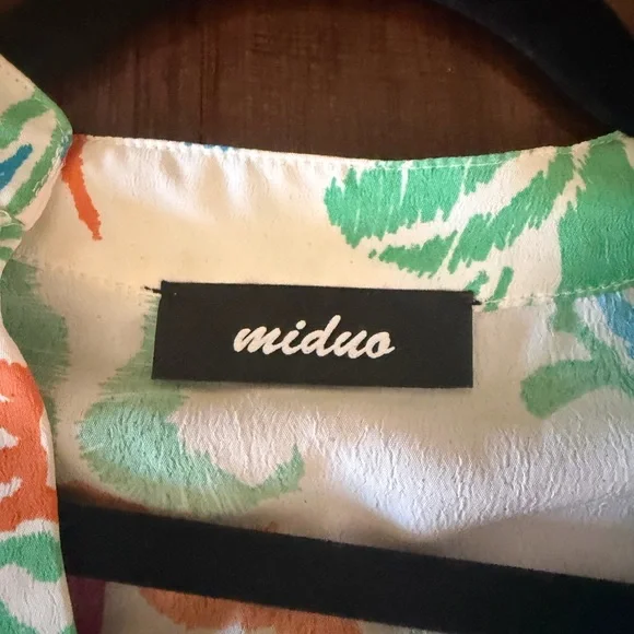 Girls' White Floral Tiered Dress with Green & Orange Print - Picture 4 of 4